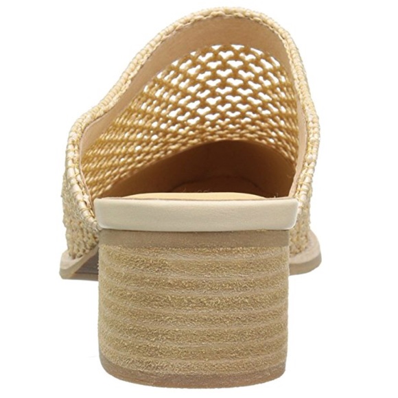 Cream Perforated Woven Kitten Heel Closed Toe Mule - Picture 7 of 8